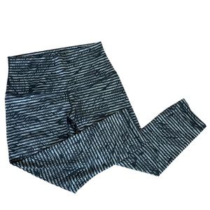 Lululemon Wunder Under Crop II Full On Luon Yoga Legging Stripe Slate Black Sz6